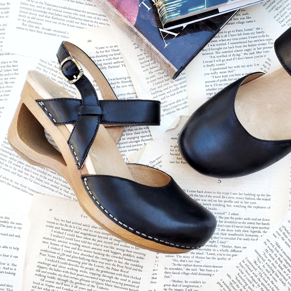 DANSKO Taci Leather Mary Jane Clog Heel Size 38